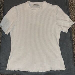 Paper Crane White Ribbed Fitted T-Shirt